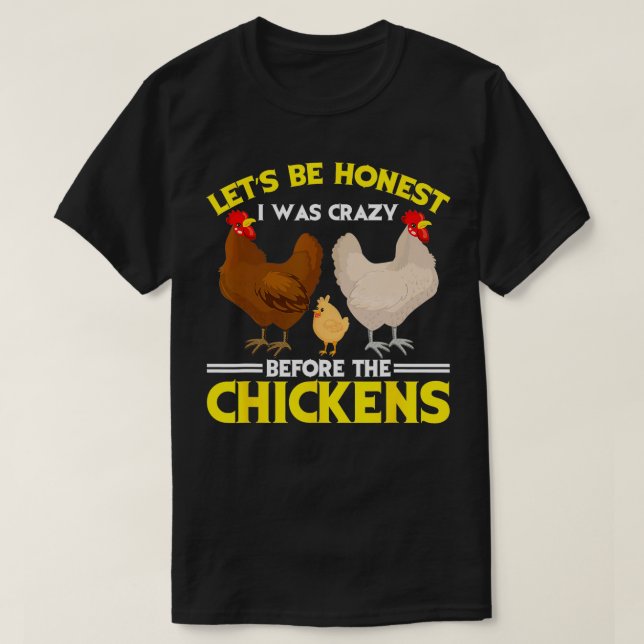 Camiseta Engraçado Louca Senhora de Frango... Vamos Ser Hon (Frente do Design)