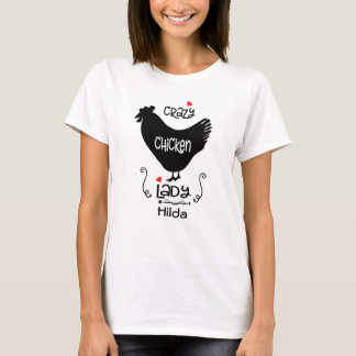 Camiseta Engraçado Louco Senhora de Frango Personalizada