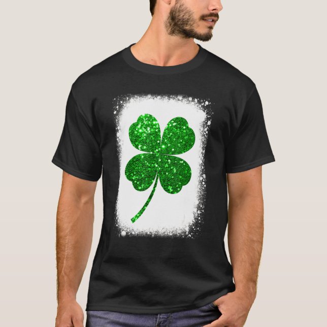 Camiseta Engraçado Lucky Green Shamrock Folha Santo Irlandê (Frente)