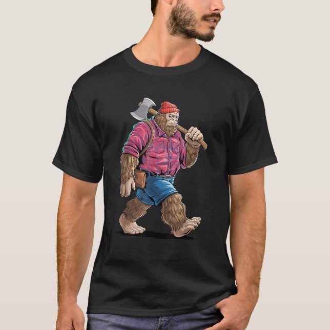 Camiseta Engraçado Lumberjack Art para Homens Mulheres Árvo (Frente)