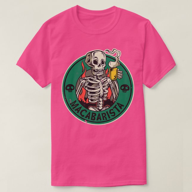 Camiseta Engraçado Macabre Barista Café (Frente do Design)