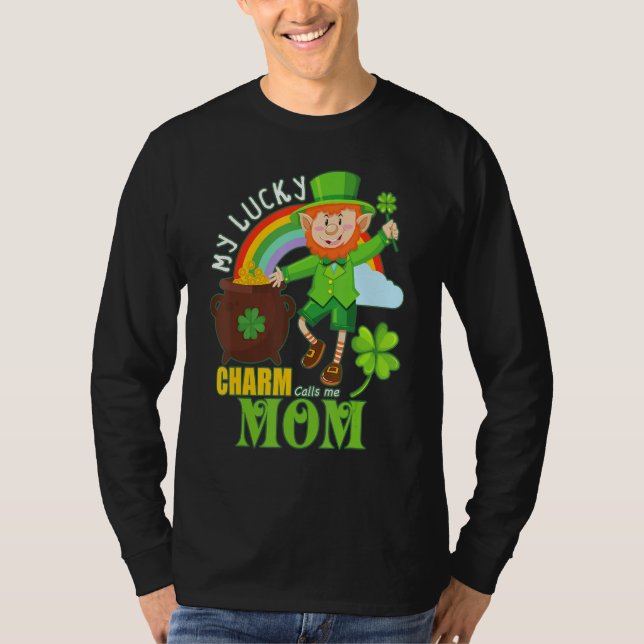 Camiseta Engraçado Mãe Paddy Day St Patricks Sortudos Chama (Frente)