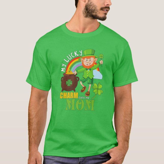 Camiseta Engraçado Mãe Paddy Day St Patricks Sortudos Chama (Frente)