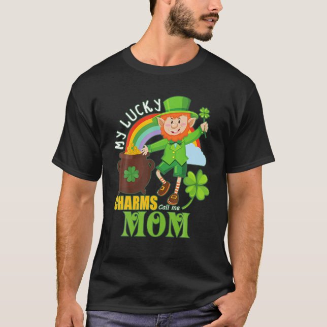 Camiseta Engraçado Mãe Paddy Day St Patricks Sortudos Chama (Frente)