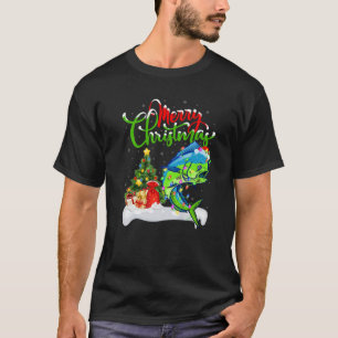 Camiseta Engraçado Mahi Mahi Fish Lover Xmas Lighting Mahi