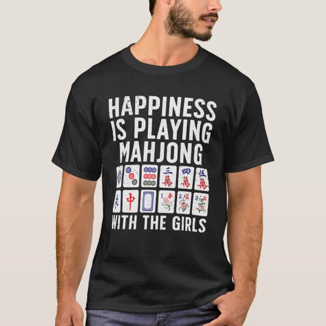 Camiseta Engraçado Mahjong Para Mulheres Jogo De Azulejo Ma (Frente)