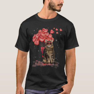 Camiseta Engraçado Maine Coon Heart Dia de os namorados Ca