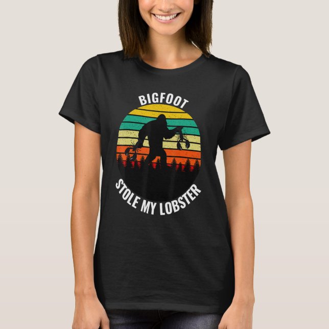 Camiseta Engraçado Maine State Bigfoot Roubou Minha Lagosta (Frente)