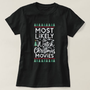 Camiseta Engraçado, mais propenso a assistir filmes de Nata