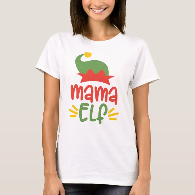 Camiseta Engraçado Mama Elf Natal (Frente)