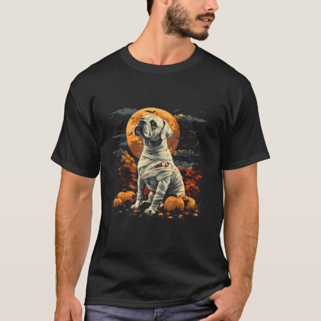 Camiseta Engraçado Mamãe Boxer Pumpkin Assustador Cão das B (Frente)