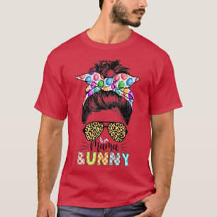 Camiseta Engraçado Mamãe Bunny Leopard Mensagem Felz pascoa