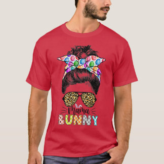 Camiseta Engraçado Mamãe Bunny Leopard Mensagem Felz pascoa