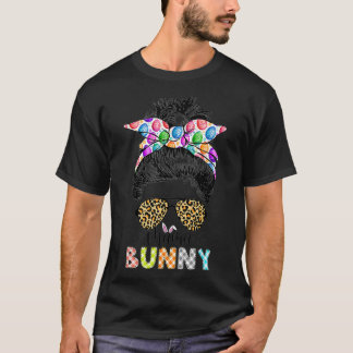 Camiseta Engraçado Mamãe Bunny Leopard Mensagem Felz pascoa