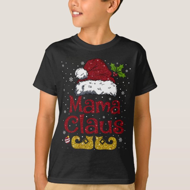 Camiseta Engraçado Mamãe Claus Correspondendo Papais noeis  (Frente)