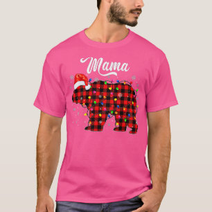 Camiseta Engraçado Mamãe Ursa Natal Pajama Xadrez Vermelha