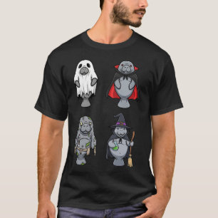 Camiseta Engraçado Manatee Ghost Witch Zombie Vampiro Hallo