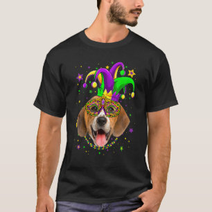 Camiseta Engraçado Mardi Gras Beagle Miçanga Mardi Gras