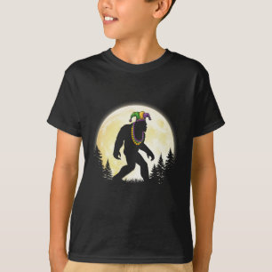 Camiseta Engraçado Mardi Gras Bigfoot Kids Sasquatch Jester