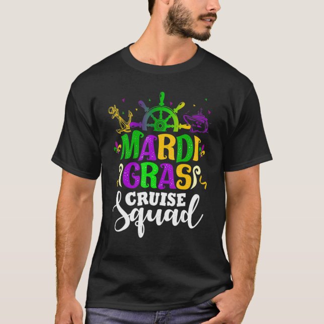 Camiseta Engraçado Mardi Gras Cruise Mask Cruise Navio (Frente)