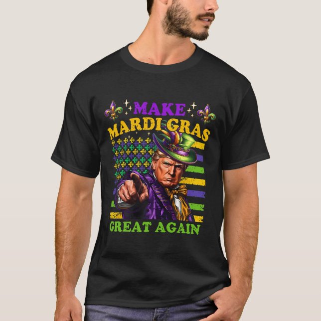 Camiseta Engraçado Mardi Gras Donald Trump Mardi Gras Ameri (Frente)