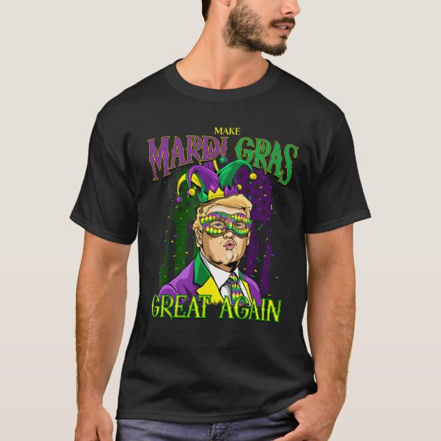 Camiseta Engraçado Mardi Gras Donald Trump Mardi Gras Ameri (Frente)