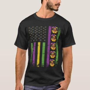 Camiseta Engraçado Mardi Gras Patos Eua Bandeira Miçanga Pa