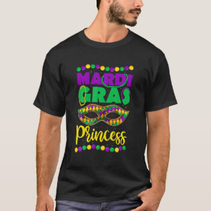 Camiseta Engraçado Mardi Gras Princesa Miçangas de Másca
