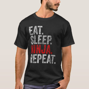 Camiseta Engraçado Martial Ninja Costume Comer Sleep Ninja