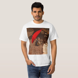 Camiseta Engraçado Meerkat Sentado Sob Umbrella,