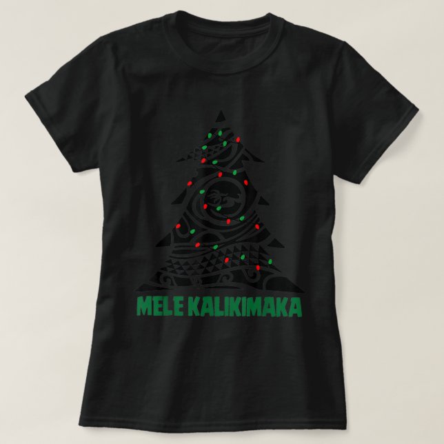 Camiseta Engraçado Mele Kalikimaka Havaii Xmas Tree Hawaii  (Frente do Design)