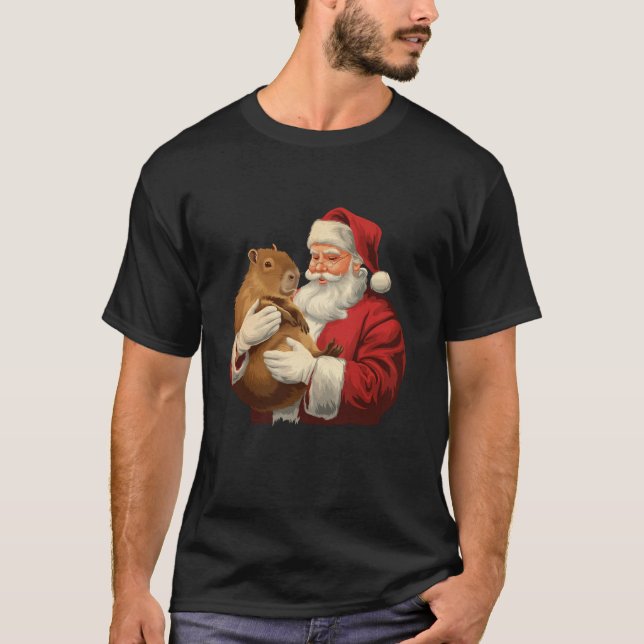 Camiseta Engraçado Meme Capybara Lover Papais noeis de Nata (Frente)