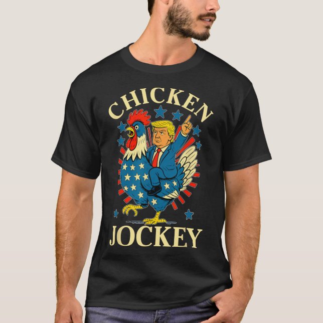 Camiseta Engraçado Meme Chicken Jockey (Frente)