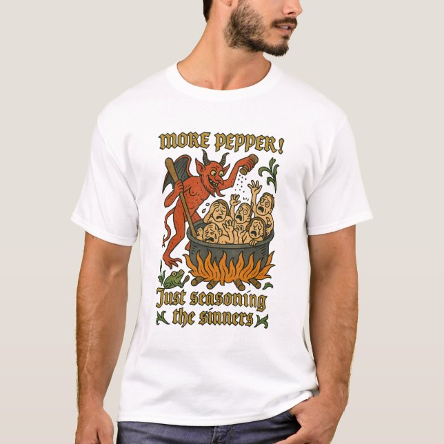 Camiseta Engraçado Memória Medieval Cartoon Halloween (Frente)