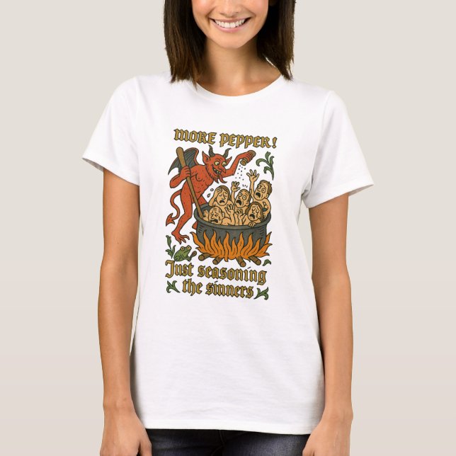 Camiseta Engraçado Memória Medieval Cartoon Halloween (Frente)