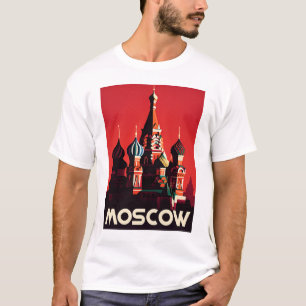 Camiseta Engraçado Menina Vintage Posta Card Moscou