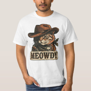 Camiseta Engraçado Meowdy Cowboy Gato Estética Ocidental Vi