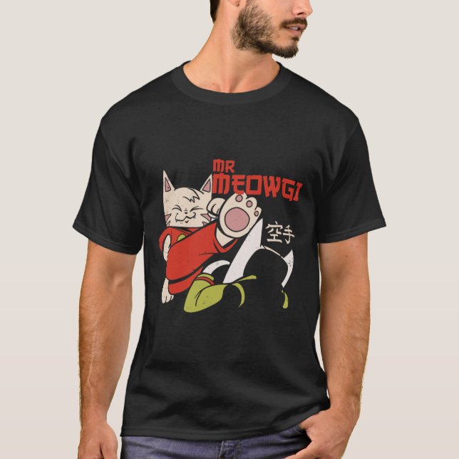 Camiseta Engraçado Meowgi Karate Cat Meow Design Men Women (Frente)