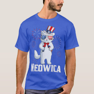 Camiseta Engraçado Meowica Cat EUA Bandeira Quarto 4 De Jul