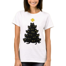 Engraçado Meowy Kawaii Black Cats Árvore de Natal