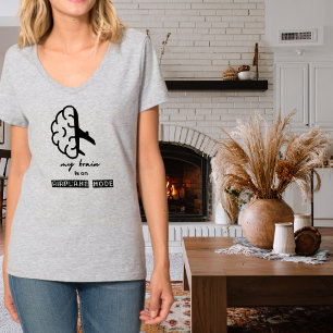 Camiseta Engraçado Meu Cérebro está no Modo Avião Colega de