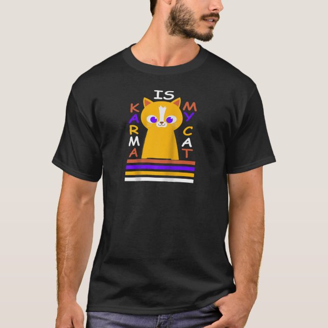 Camiseta Engraçado meu gato como Eu e Karma Vibe Raglan Bas (Frente)