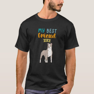 Camiseta Engraçado Meu Melhor Amigo É Um Cão Pit Bull Cinza