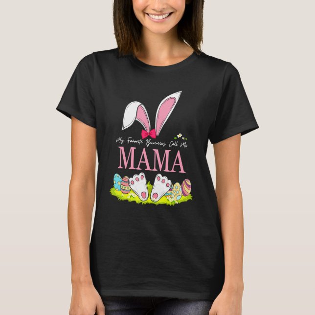 Camiseta Engraçado, Meus Bunnies Favoritos Me Chamam De Mam (Frente)
