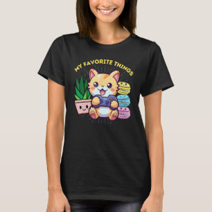 Camiseta Engraçado Minhas Coisas Favoritas Gamer Gato Plant