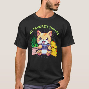 Camiseta Engraçado Minhas Coisas Favoritas Gatos Plantas &