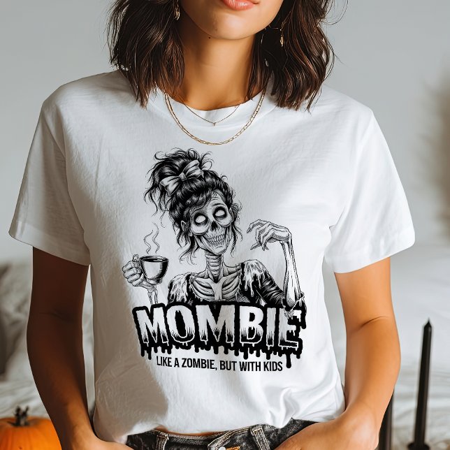 Camiseta Engraçado Mombie Zombie Mãe Coffee Halloween Cotaç (Funny Mombie Zombie Mom Coffee Halloween Quote T-Shirt)