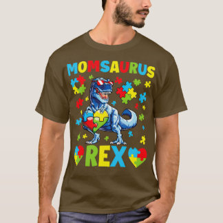 Camiseta Engraçado Momsaurus Autismo Dia da Consciência Din