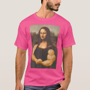 Camiseta Engraçado Mona Lisa Bodybuilding