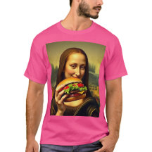 Engraçado Mona Lisa Burger T-Shirt